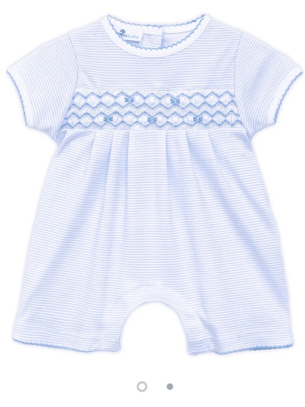 Magnolia Baby Smocked Romper in Jacob Blue Stripe 24 months
